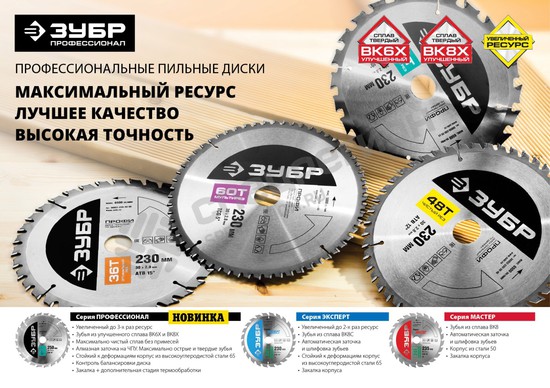 Фотография Диск пильный ЗУБР "ПРОФИ" "Быстрый рез" по дереву, 24Т, 200х30мм 36850-200-30-24