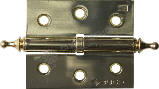 Фотография Петля дверная разъемная ЗУБР "ЭКСПЕРТ", 1 подшипник, цвет латунь (PB), правая, с крепежом, 75х63х2,5
