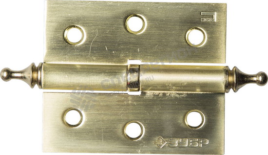 Фотография Петля дверная разъемная ЗУБР "ЭКСПЕРТ", 1 подшипник, цвет мат. латунь (SB), правая, с крепежом, 75х6