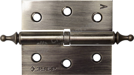 Фотография Петля дверная разъемная ЗУБР "ЭКСПЕРТ", 1 подшипник, цвет ст. латунь (AB), левая, с крепежом, 75х63х