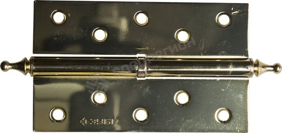 Фотография Петля дверная разъемная ЗУБР "ЭКСПЕРТ", 1 подшипник, цвет латунь (PB), левая, с крепежом, 125х75х2,5