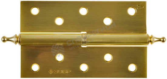Фотография Петля дверная разъемная ЗУБР "ЭКСПЕРТ", 1 подшипник, цвет мат. латунь (SB), левая, с крепежом, 125х7