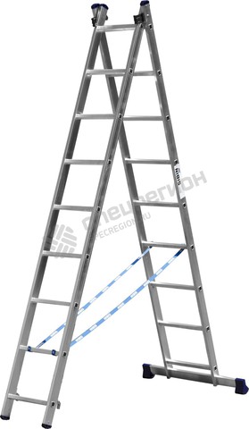 Фотография Лестница 38823-09 СИБИН универсальная, двухсекционная, 9 ступеней