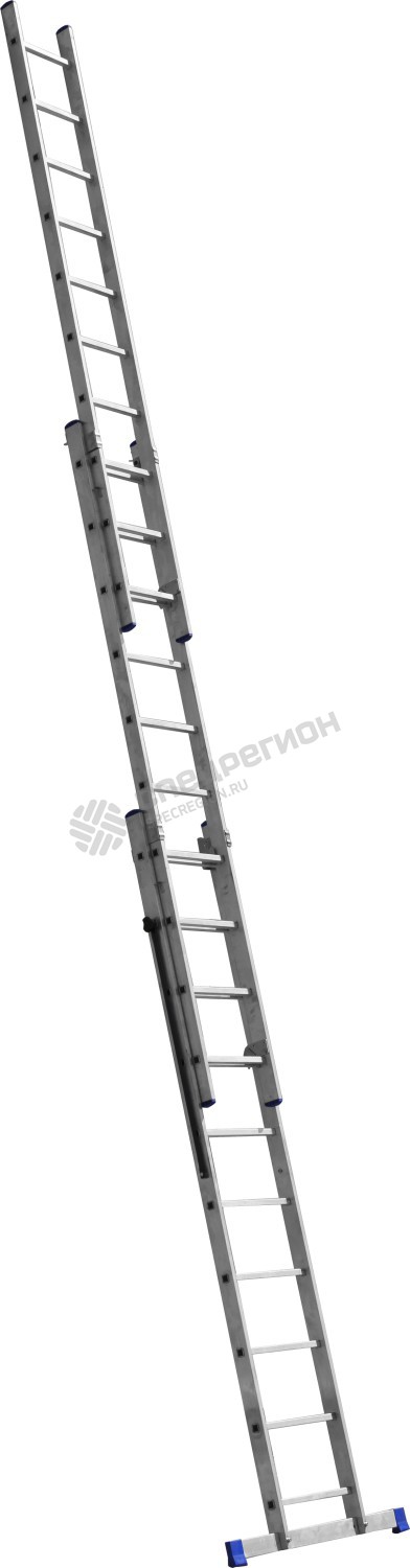 Фотография Лестница трехсекционная алюминиевая Зубр 10 ступеней 38831-10 со стабилизатором 6,1м