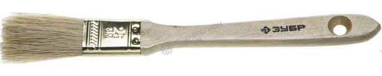 Фотография Кисть 4-01005-025 плоская  ЗУБР "УНИВЕРСАЛ-ЭКСПЕРТ", натуральная щетина, деревянная ручка, 25мм