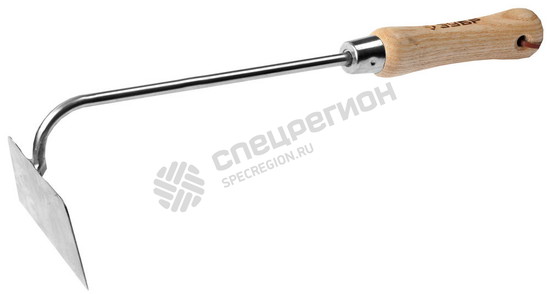 Фотография Мотыжка ЗУБР "ЭКСПЕРТ" трапециевидная из нержавеющей стали, деревянная ручка из ясеня, 100x65x350мм 