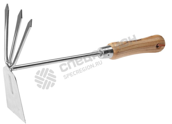 Фотография Мотыжка ЗУБР "ЭКСПЕРТ" комбинированная из нерж. стали, деревянная ручка из ясеня, прямое лезвие + 3 