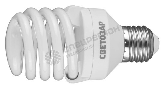 Фотография Энергосберегающая лампа СВЕТОЗАР "КОМПАКТ" спираль,цоколь E27(стандарт),Т2,теплый белый свет(2700 К)