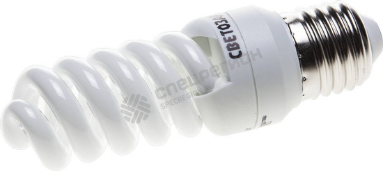 Фотография Энергосберегающая лампа СВЕТОЗАР "КОМПАКТ" спираль,цоколь E27(стандарт),Т2,яркий белый свет(4000 К),