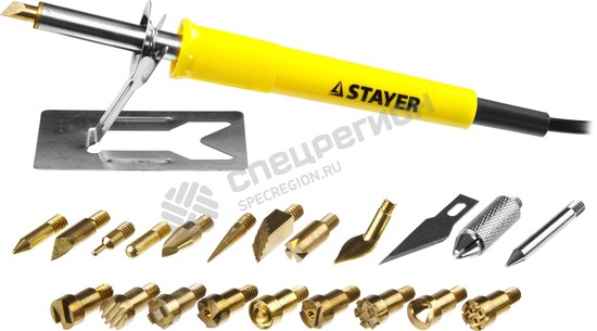Фотография Прибор для выжигания STAYER "PROFESSIONAL", 3в1, с набором насадок 20шт 45227