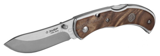 Фотография Нож 47712 ЗУБР "ПРЕМИУМ" СКИФ складной, эргономичная рукоятка с деревянными накладками,180мм/лезвие 