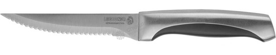 Фотография Нож LEGIONER "FERRATA" для стейка, рукоятка с металлическими вставками, лезвие из нержавеющей стали,