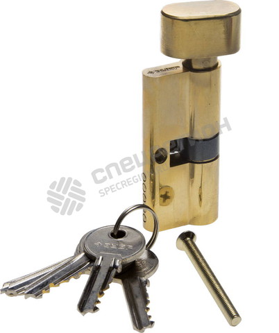 Фотография Механизм ЗУБР "МАСТЕР" цилиндровый, тип "ключ-защелка", цвет латунь, 5-PIN, 70мм 52103-70-1