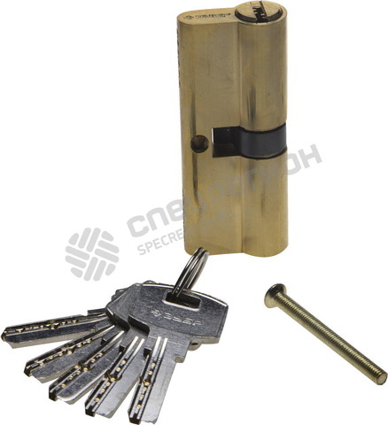 Фотография Механизм ЗУБР "ЭКСПЕРТ"цилиндровый, повышенной защищенности, тип "ключ-ключ", цвет латунь, 6-PIN, 80