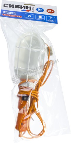 Фотография Светильник СИБИН переносной, открытого типа с выключателем, 60Вт, 220В, 3м 56063-60-3