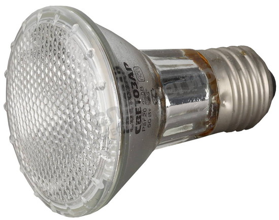 Фотография Лампа SV-44855 галогенная СВЕТОЗАР с защитным стеклом, цоколь E27, диаметр 65мм, 50Вт, 220В