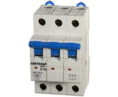  Выключатель SV-49063-10-C автоматический СВЕТОЗАР 3-полюсный, 10 A, "C", откл. сп. 6 кА, 400 В