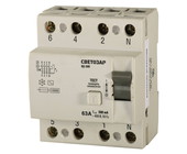  Выключатель SV-49174-300-63 дифференциальный «УЗО» СВЕТОЗАР, 4-полюсный, 63 A, "AC", откл.диф.ток. 