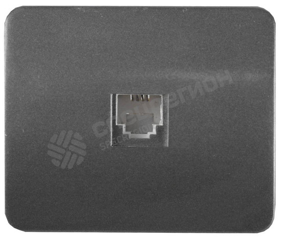 Фотография Розетка SV-54117-DM СВЕТОЗАР "ГАММА"  телефонная, одинарная, без вставки и рамки, цвет темно-серый м