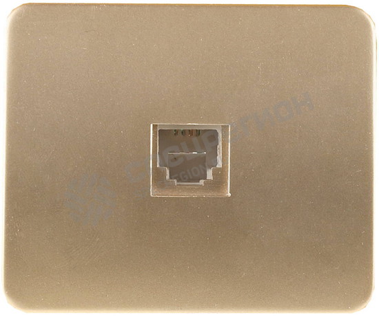 Фотография Розетка SV-54117-GM СВЕТОЗАР "ГАММА"  телефонная, одинарная, без вставки и рамки, цвет золотой метал