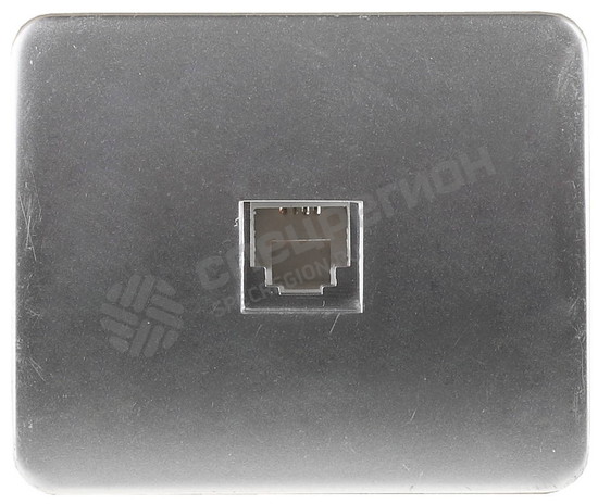 Фотография Розетка SV-54117-SM СВЕТОЗАР "ГАММА"  телефонная, одинарная, без вставки и рамки, цвет светло-серый 