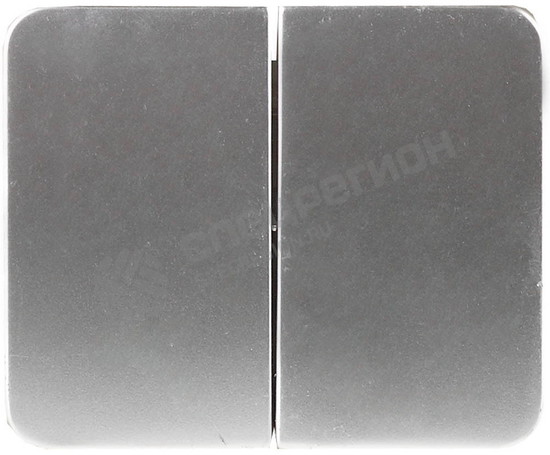 Фотография  Выключатель SV-54134-SM СВЕТОЗАР "ГАММА"  двухклавишный, без вставки и рамки, цвет светло-серый мет