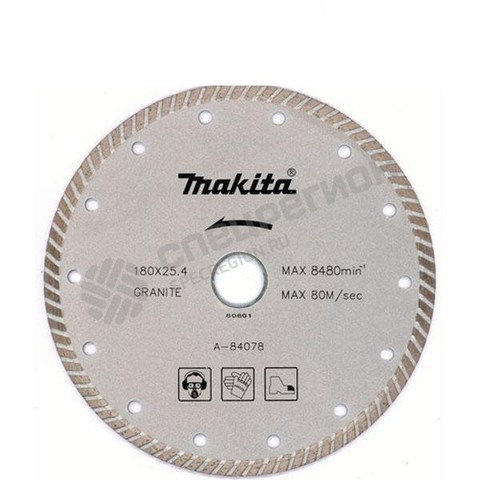 Фотография Диск алмазный отрезной Makita 180х22,2 рифленый сплошной Turbo А-84078