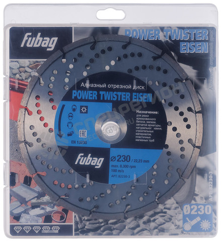 Фотография Диск алмазный отрезной Fubag 230х22,2 Power Twister Elsen 82230-3