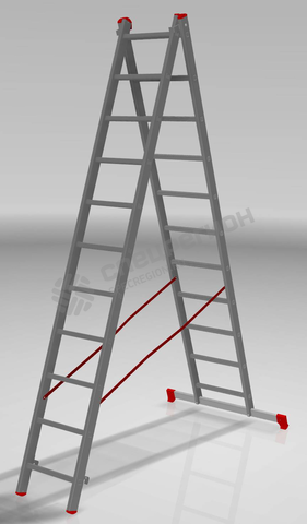 Фотография Лестница Новая Высота двухсекционная 2 x 11 ступеней NV122