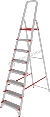 Фотография Стремянка Новая Высота алюминиевая 8 ступеней, усиленная 2,42м/1.69м/7,8кг ширина ступеней 130мм (5110108, 3117108)