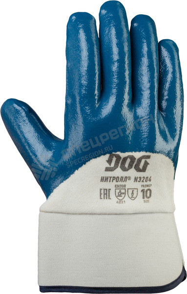 Фотография Перчатки DOG N3204 Нитролл 1.4мм синие КЧ (крага частичное)