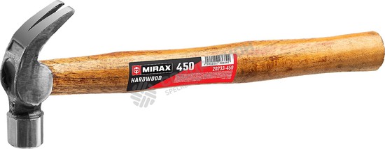 Фотография Молоток-гвоздодер MIRAX деревянная рукоятка 450гр. 20233-450