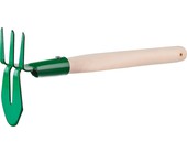 Мотыга-рыхлитель, 39625 РОСТОК 39625, с деревянной ручкой, "лепесток+3 зуба" прямая, 155x70x425мм