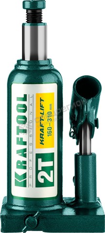 Фотография Домкрат 43462-2_z01 гидравлический бутылочный "Kraft-Lift", сварной, 2т, 160-310мм, KRAFTOOL 43462-2