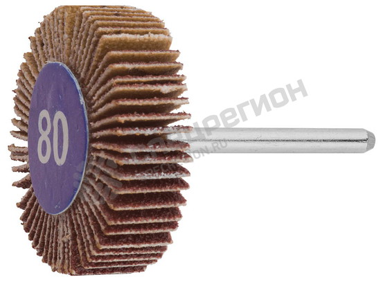 Фотография Круг ЗУБР веерный на шпильке, P 80, d 32x10x3,2 мм, L 45мм, 1шт 35934