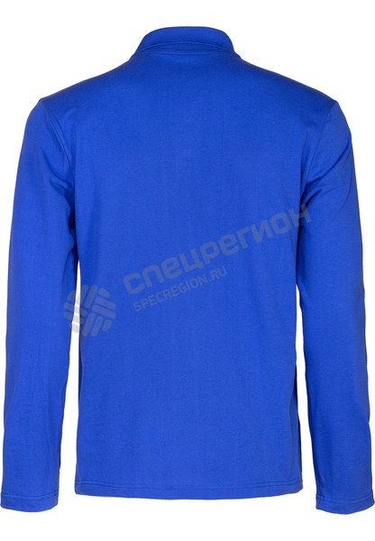 Фотография Рубашка поло мужская длинный рукав ярко-синяя 100% х/б