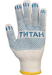 Перчатки х/б трикотажные 300 текс 6-ти нит. с ПВХ (точка) 7 класс