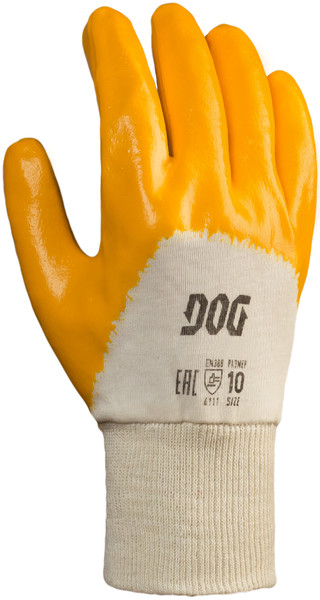 Фотография Перчатки DOG Нитролл 1.0мм желтые РЧ (манж.част.)