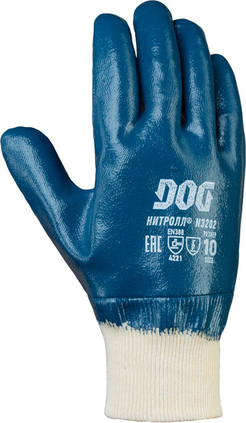 Фотография Перчатки DOG N3202 Нитролл 1.4мм синие РП (манж.полн.)