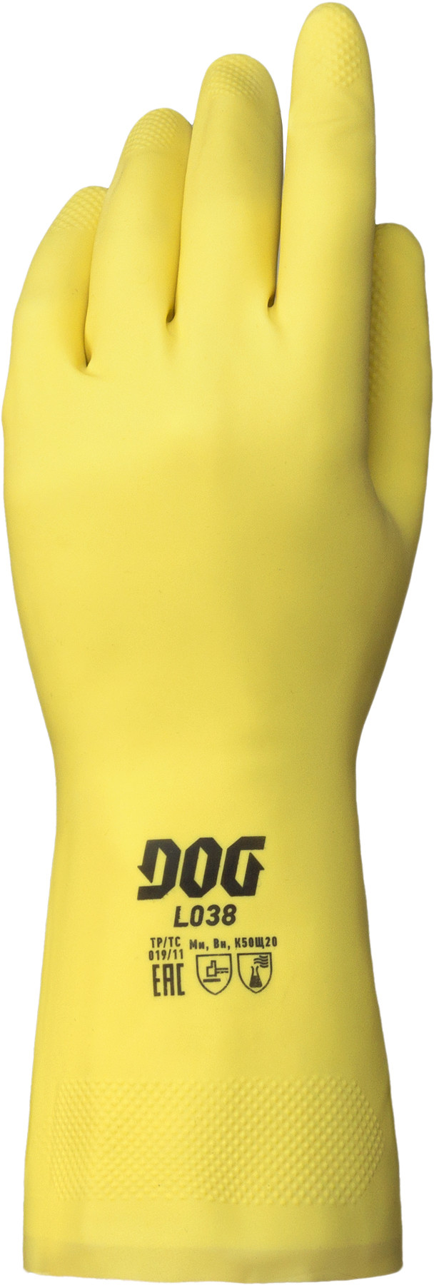 Фотография Перчатки DOG L038 латексные хим.стойкие, с хб напылением