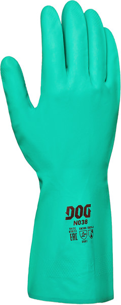 Фотография Перчатки DOG N038 нитриловые с хб напылением, хим.стойкие