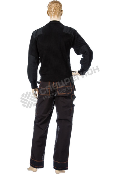 Фотография Свитер мужской с накладками черный