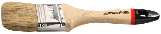 Фотография Кисть 0102-050 плоская STAYER  "UNIVERSAL-EURO", светлая натуральная щетина, деревянная ручка, 50мм