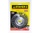 Щетка 35120-150 STAYER "MASTER" дисковая для УШМ, плетенные пучки проволоки 0,5мм, 150мм/22мм