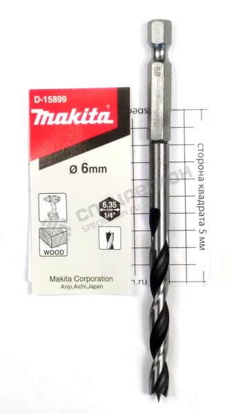Фотография Сверло по дереву Makita спиральное 6 мм x 100 мм