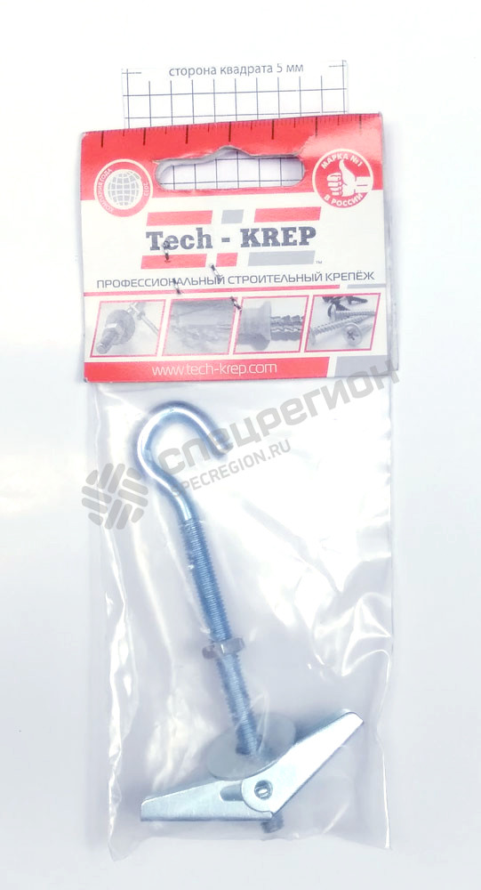 Фотография Анкер складной пружинный с крюком М6 (1 шт) - пакет 4/уп Tech-Krep 103900