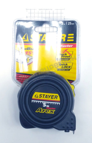 Фотография Рулетка Stayer 3410-05-25_z01 "PROFI" "AREX" двухкомпонентный противоударный корпус 5м х 25мм