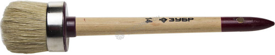 Фотография Кисть 01501-50 круглая ЗУБР "УНИВЕРСАЛ - МАСТЕР", светлая щетина, деревянная ручка, №14х50мм