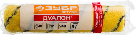 Фотография Ролик малярный сменный ЗУБР "ОПТИМА -ДУАЛОН", все виды ЛКМ, идеален для ЛКМ на масляной основе, для 