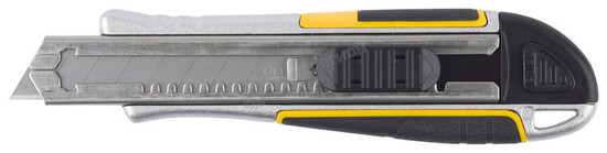 Фотография Нож 09146 STAYER "PROFI" обрезиненная рукоятка Super Grip,метал. корпус,автостоп,допфиксатор,кассета